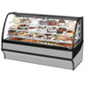 True - 77" Stainless Steel Curved Glass Refrigerated Display Case w/ White Interior - TDM-R-77-GE/GE-S-W