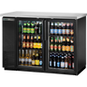 True - 49" Black Back Bar Refrigerator w/ 2 Glass Swing Doors - TBB-24-48G-HC-LD