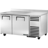 True - 60" Stainless Steel Worktop Refrigerator w/ 2 Doors - TWT-60-32-HC