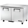 True - 48" Stainless Steel Undercounter Freezer w/ 2 Solid Swing Doors - TUC-48F-HC