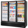 True - 81" Black Refrigerated Merchandiser w/ 3 Glass Swing Doors - FLM-81-TSL01