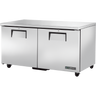 True - 60" Stainless Steel Undercounter Refrigerator w/ 2 Solid Swing Doors - TUC-60-HC