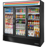 True - 78" Black Refrigerated Merchandiser w/ 3 Glass Swing Doors - GDM-72-HC~TSL01