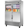 True - TS Series 54" Stainless Steel Refrigerator w/ 2 Glass & 2 Solid Half Swing Doors - TS-49-2-G-2-HC-FGD01