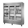 True - TS Series 78" Stainless Steel Refrigerator w/ 3 Glass Swing Doors - TS-72G-HC-FGD01