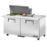 True - 60" Refrigerated Prep Table w/ 2 Doors & 15 Pans - TSSU-60-15M-B-HC