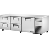 True - 93" Stainless Steel Undercounter Refrigerator w/ 1 Door & 4 Drawers - TUC-93D-4-HC