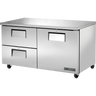 True - 60" Stainless Steel Undercounter Refrigerator w/ 1 Door & 2 Drawers - TUC-60D-2-HC