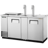 True - 70" Stainless Steel Refrigerated Beer Dispenser w/ Club Top - 2 Taps & 2 Solid Swing Doors - TDD-3CT-S-HC