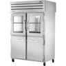 True - Spec Series 52" Stainless Steel Pass-Thru Refrigerator w/ Glass & Solid Swing Doors - STA2RPT-2HG/2HS-2S-HC