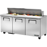 True - 72" Refrigerated Prep Table w/ 3 Doors & 18 Pans - TSSU-72-18-HC