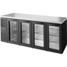 True - 92" Black Back Bar Refrigerator w/ 4 Glass Swing Doors - TBR92-RISZ1-L-B-GGGG-1