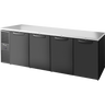 True - 108" Black Back Bar Refrigerator w/ 4 Solid Swing Doors - TBR108-RISZ1-L-B-SSSS-1