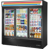 True - 78" Black Refrigerated Merchandiser w/ 3 Sliding Glass Doors - GDM-69-HC-LD