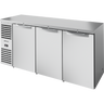True - 84" Stainless Steel Back Bar Refrigerator w/ 3 Solid Swing Doors - TBR84-RISZ1-L-S-SSS-1