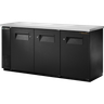 True - 73" Black Back Bar Refrigerator w/ 3 Solid Swing Doors - TBB-24-72-HC