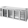 True - 108" Stainless Steel Back Bar Refrigerator w/ 4 Glass Swing Doors - TBR108-RISZ1-L-S-GGGG-1