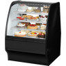 True - 36" Black Curved Glass Refrigerated Display Case w/ White Interior - TGM-R-36-SC/SC-B-W