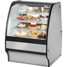 True - 36" Stainless Steel Curved Glass Refrigerated Display Case w/ White Interior - TGM-R-36-SC/SC-S-W