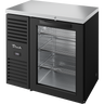 True - 36" Black Back Bar Refrigerator w/ 1 Glass Door - TBR36-RISZ1-L-B-G-1