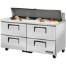 True - 60" Stainless Steel Refrigerated Prep Table w/ 4 Drawers & 16 Pans - TSSU-60-16D-4-HC