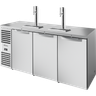 True - 84" Stainless Steel Refrigerated Beer Dispenser w/ 2 Taps & 3 Solid Swing Doors - TDR84-RISZ1-L-S-SSS-1