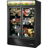 True - 54" Black Floral Refrigerator w/ 2 Glass Sliding Doors - GDM-47FC-HC-LD