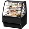 True - 36" Black Curved Glass Refrigerated Display Case w/ White Interior - TDM-R-36-GE/GE-B-W