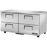 True - 60" Stainless Steel Undercounter Refrigerator w/ 4 Drawers - TUC-60D-4-HC
