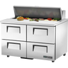 True - 48" Stainless Steel Refrigerated Prep Table w/ 4 Drawers & 12 Pans - TSSU-48-12D-4-HC