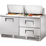True - 64" Refrigerated Prep Table w/ 1 Door / 2 Drawers & 24 Pans - TFP-64-24M-D-2