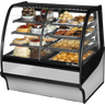 True - 48" Stainless Steel Dual Zone Curved Glass Refrigerated Display Case w/ Stainless Interior - TDM-DZ-48-GE/GE-S-S