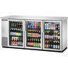 True - 73" Stainless Steel Back Bar Refrigerator w/ 3 Glass Swing Doors - TBB-24-72G-S-HC-LD