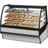 True - 59" Stainless Steel Curved Glass Refrigerated Display Case w/ White Interior - TDM-R-59-GE/GE-S-W