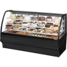 True - 77" Black Curved Glass Refrigerated Display Case w/ White Interior - TDM-R-77-GE/GE-B-W