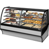True - 77" Stainless Steel Dual Zone Curved Glass Refrigerated Display Case w/ Stainless Interior - TDM-DZ-77-GE/GE-S-S