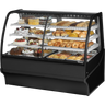 True - 59" Black Dual Zone Curved Glass Refrigerated Display Case w/ White Interior - TDM-DZ-59-GE/GE-B-W
