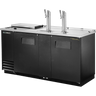 True - 70" Black Refrigerated Beer Dispenser w/ Club Top - 2 Taps & 2 Solid Swing Doors - TDD-3CT-HC