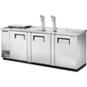 True - 90" Stainless Steel Refrigerated Beer Dispenser w/ Club Top - 2 Taps & 3 Solid Swing Doors - TDD-4CT-S-HC