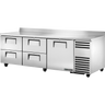 True -  93" Stainless Steel Worktop Refrigerator w/ 1 Door & 4 Drawers - TWT-93D-4-HC