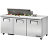 True - 72" Refrigerated Prep Table w/ 3 Doors & 12 Pans - TSSU-72-12-HC
