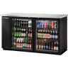 True - 61" Black Back Bar Refrigerator w/ 2 Glass Swing Doors - TBB-24-60G-HC-LD