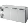 True - 72" Stainless Steel Back Bar Refrigerator w/ 3 Solid Swing Doors - TBR72-RISZ1-L-S-SSS-1