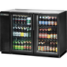 True - 48" Black Undercounter Back Bar Refrigerator w/ 2 Glass Swing Doors - TBB-24GAL-48G-HC-LD
