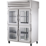 True - Spec Series 53" Stainless Steel Pass-Thru Refrigerator w/ Half Glass Doors & Solid Back Doors - STA2RPT-4HG-2S-HC