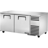 True - 67" Stainless Steel Undercounter Refrigerator w/ 2 Solid Swing Doors - TUC-67-HC