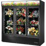 True - 78" Black Floral Refrigerator w/ 3 Glass Sliding Doors - GDM-69FC-HC-LD