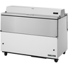 True - 58" White Dual Sided Milk Cooler w/ Stainless Steel Interior - TMC-58-DS-SS-HC