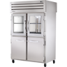 True - Spec Series 52" Stainless Steel Pass-Thru Refrigerator w/ Glass & Solid Swing Doors - STG2RPT-2HG/2HS-2S-HC