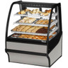 True - 36" Stainless Steel Curved Glass Refrigerated Display Case w/ White Interior - TDM-R-36-GE/GE-S-W